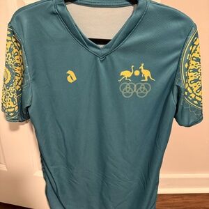 Australia Olympic Inspired Performance Jersey | Green & Yellow | Size Medium